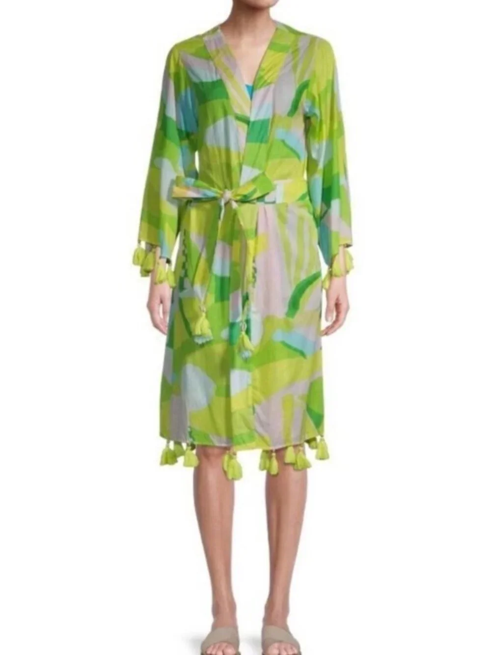 True‎ Destination Green Tassel Cotton Coverup S